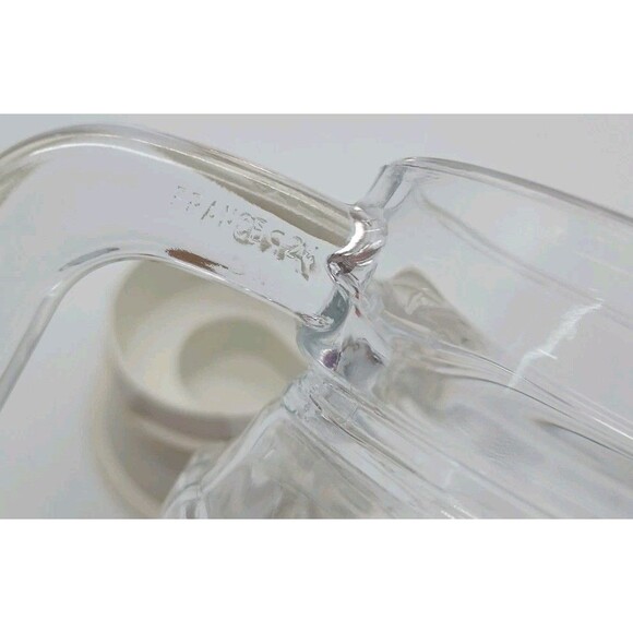 Vintage ARC France Clear Glass Ribbed Refrigerator Pitcher w/Handle 6in Tall - Picture 10 of 10